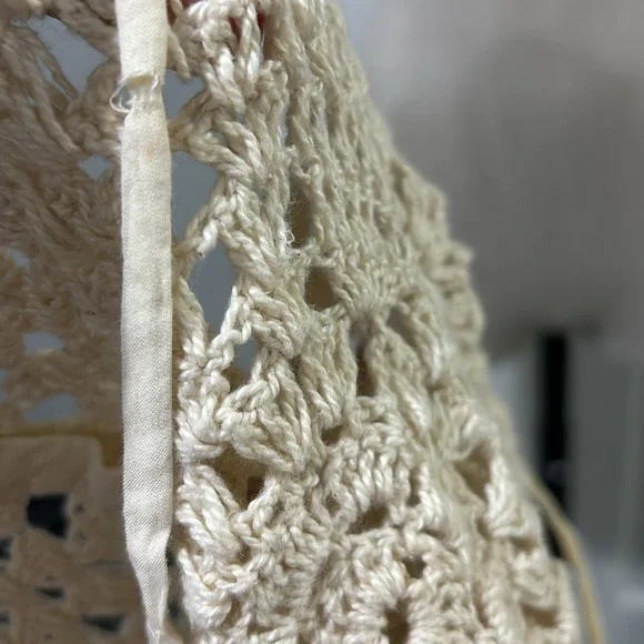 Zara Top Size Small Womens Cream Boho Crochet Cropped Festival Coastal Cotton - Picture 7 of 7